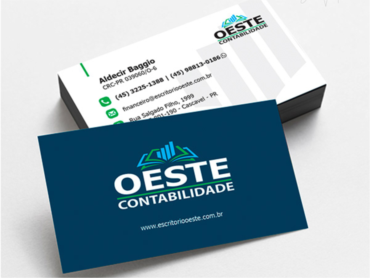 Cartão de visita azul com logotipo de contabilidade