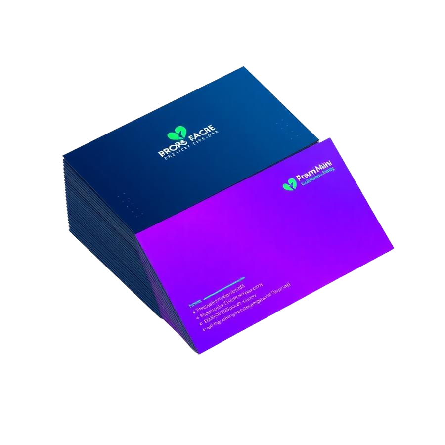 Mockup de cartões de visita premium em azul e roxo